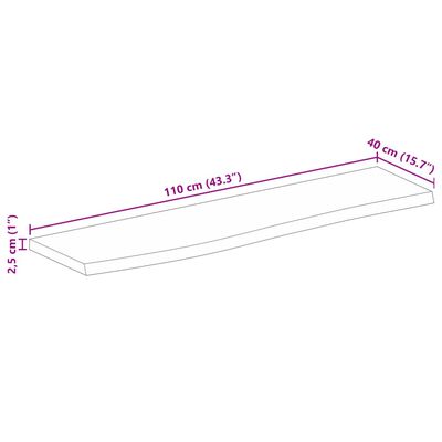 vidaXL bordplade 110x40x2,5 cm naturlig kant massivt mangotræ