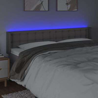 vidaXL sengegavl med LED-lys 183x16x78/88 cm kunstlæder grå