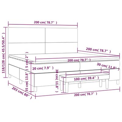 vidaXL kontinentalseng med madras 200x200 cm kunstlæder grå