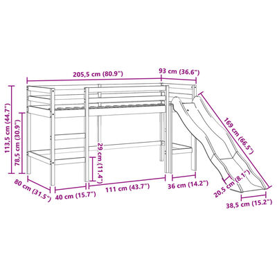 vidaXL højseng uden madras 80x200 cm massivt fyrretræ