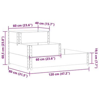 vidaXL højbed 120x80 cm 3 niveauer massivt fyrretræ sort