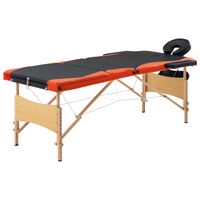 vidaXL foldbart massagebord 3 zoner træ sort og orange