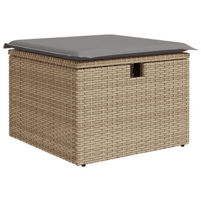 vidaXL havesofasæt 7 dele med hynder polyrattan beige