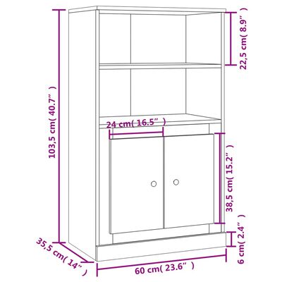 vidaXL skænk 60x35,5x103,5 cm konstrueret træ hvid højglans