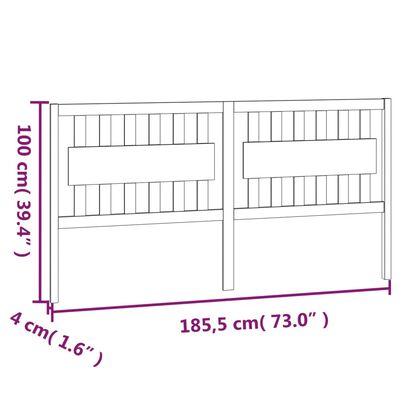 vidaXL sengegærde 185,5x4x100 cm massivt fyrretræ hvid