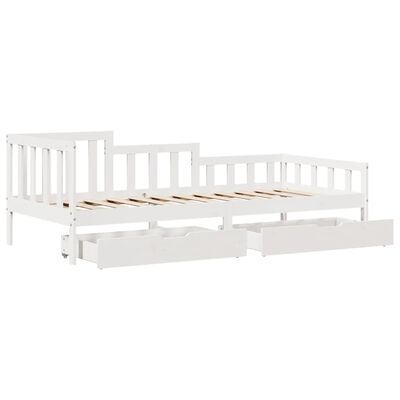 vidaXL daybed med skuffer 90x200 cm massivt fyrretræ hvid