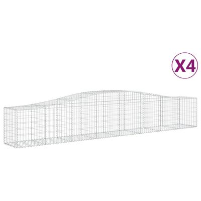 vidaXL buede gabionkurve 4 stk. 400x50x60/80 cm galvaniseret jern