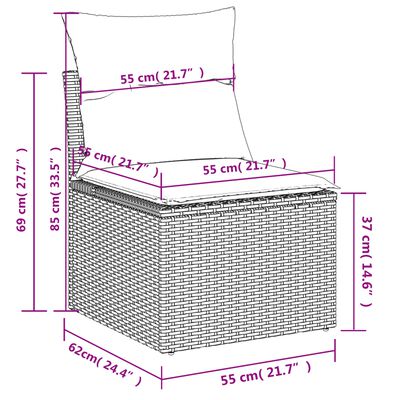 vidaXL sofasæt til haven 4 dele med hynder polyrattan brun