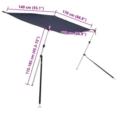 vidaXL solsejl til båd 170x170x(115-183) cm forlængerdel blå