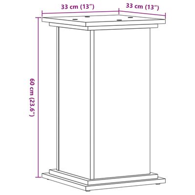 vidaXL plantestativ 33x33x60 cm konstrueret træ røget egetræsfarve