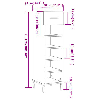 vidaXL skoreol 30x35x105 cm konstrueret træ sonoma-eg