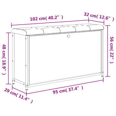 vidaXL skobænk med vippeskuffe 102x32x56 cm sonoma-eg