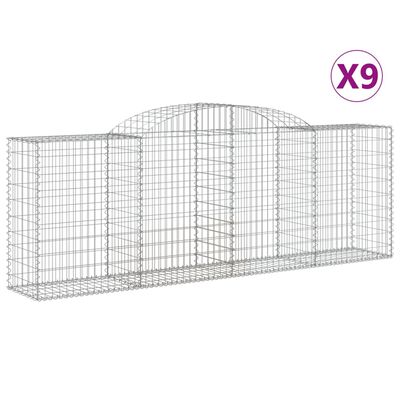 vidaXL buede gabionkurve 9 stk. 300x50x100/120 cm galvaniseret jern