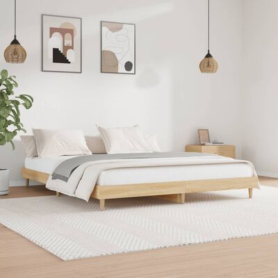 vidaXL sengeramme 150x200 cm uden madras konstrueret træ sonoma-eg