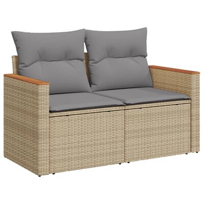 vidaXL havesofasæt 5 dele med hynder polyrattan beige