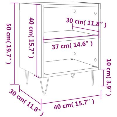 vidaXL sengeborde 2 stk. 40x30x50 cm konstrueret træ brunt egetræ