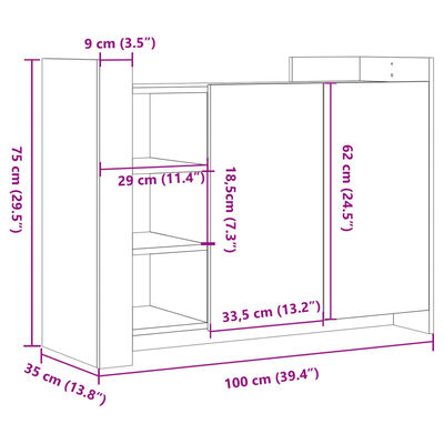 vidaXL skænk 100x35x75 cm konstrueret træ sonoma-eg