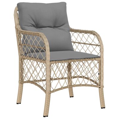 vidaXL spisebordssæt til haven 7 dele med hynder polyrattan beige