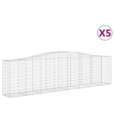 vidaXL buede gabionkurve 5 stk. 400x50x100/120 cm galvaniseret jern