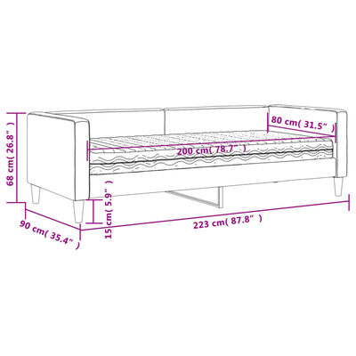 vidaXL daybed med madras 80x200 cm stof mørkegrå