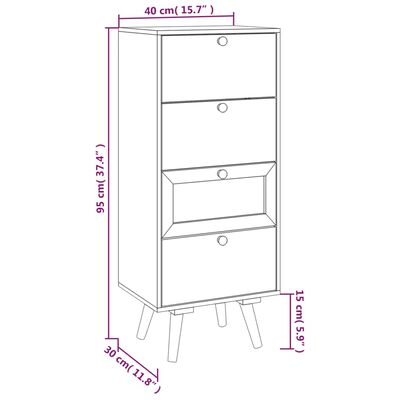 vidaXL kommode 40x30x95 cm konstrueret træ