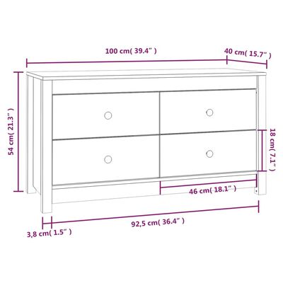 vidaXL sideskab 100x40x54 cm massivt fyrretræ gyldenbrun