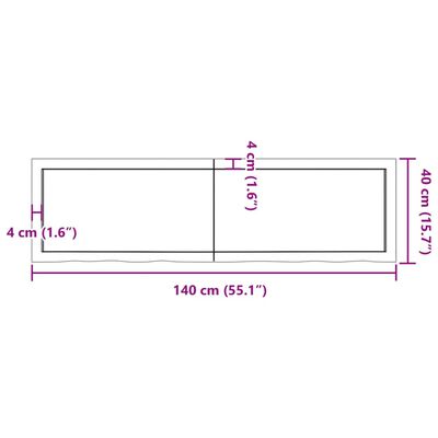 vidaXL væghylde 140x40x(2-6) cm behandlet massivt egetræ lysebrun