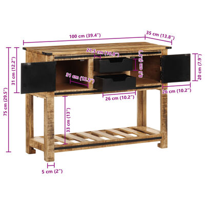 vidaXL konsolbord 100x35x75 cm massivt mangotræ