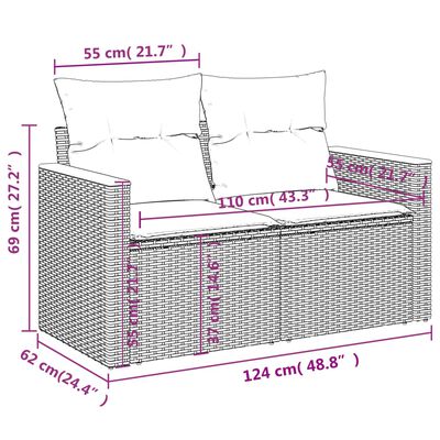 vidaXL sofasæt til haven 10 dele med hynder polyrattan grå