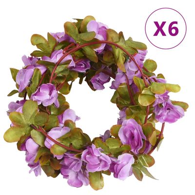 vidaXL blomsterguirlander til jul 6 stk. 250 cm lyslilla