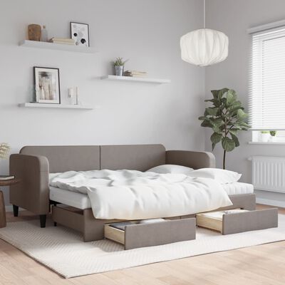 vidaXL daybed med udtræk og skuffer 80x200 cm stof gråbrun