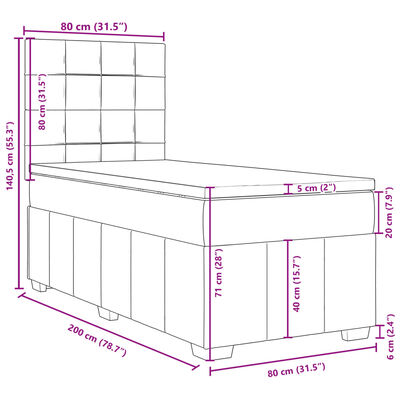 vidaXL kontinentalseng med madras 80x200 cm stof sort