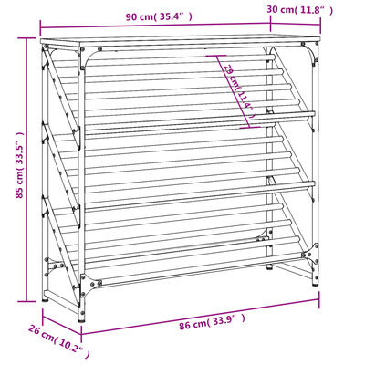 vidaXL skostativ 90x30x85 cm konstrueret træ sort