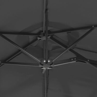 vidaXL parasol m. dobbelt parasoldug 316x240 cm antracitgrå