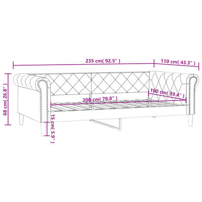 vidaXL daybed 100x200 cm kunstlæder cremefarvet