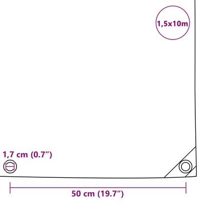 vidaXL presenning 1,5x10 m 650 g/m² sort