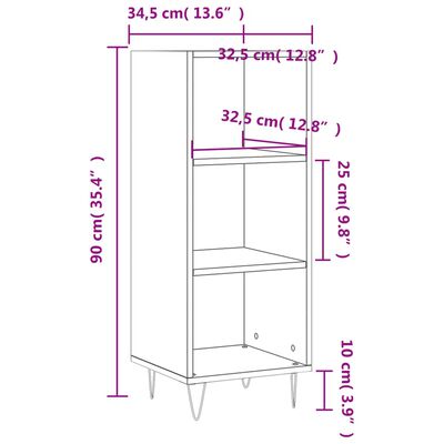 vidaXL skænk 34,5x32,5x90 cm konstrueret træ røget egetræsfarve