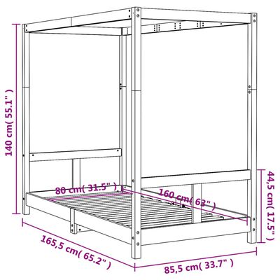 vidaXL sengeramme til juniorseng 80x160 cm massivt fyrretræ