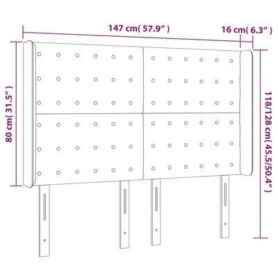 vidaXL sengegavl med kanter 147x16x118/128 cm kunstlæder hvid