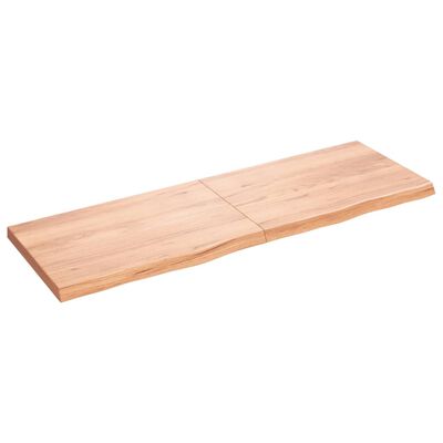 vidaXL bordplade til badeværelse 180x60x(2-6) cm massivt træ lysebrun
