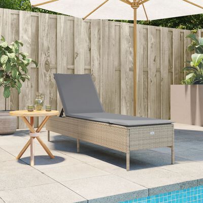 vidaXL liggestol med hynde polyrattan beige