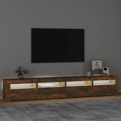 vidaXL tv-skab med LED-lys 240x35x40 cm røget egetræ