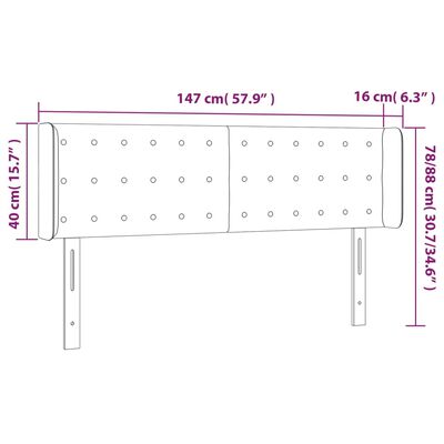 vidaXL sengegavl med LED-lys 147x16x78/88 cm kunstlæder cremefarvet