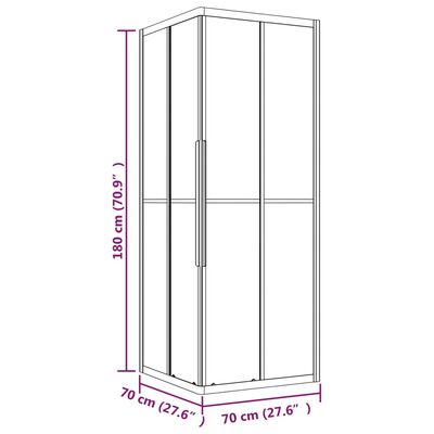 vidaXL brusekabine 70x70x180 cm matteret sikkerhedsglas