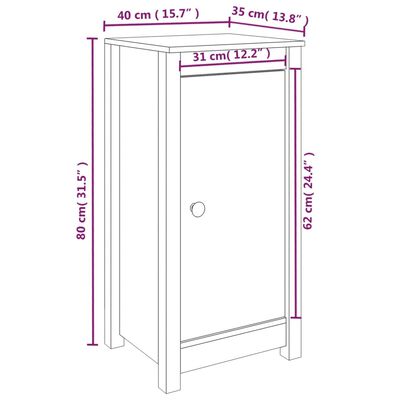 vidaXL skænke 2 stk. 39x35x80 cm massivt fyrretræ grå