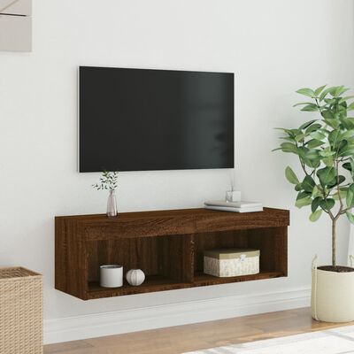 vidaXL tv-bord med LED-lys 100x30x30 cm brun egetræsfarve