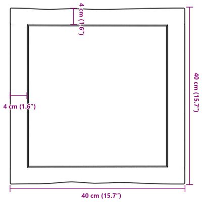 vidaXL bordplade 40x40x(2-4)cm naturlig kant ubehandlet massivt træ