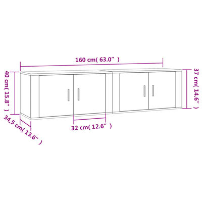 vidaXL væghængte tv-skabe 2 stk. 80x34,5x40 cm brun egetræsfarve