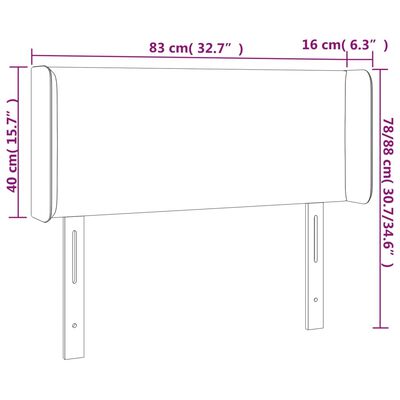 vidaXL sengegavl med kanter 83x16x78/88 cm kunstlæder sort