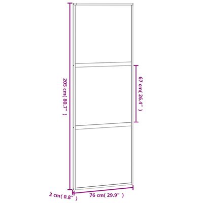 vidaXL skydedør 76x205 cm hærdet glas og aluminium hvid